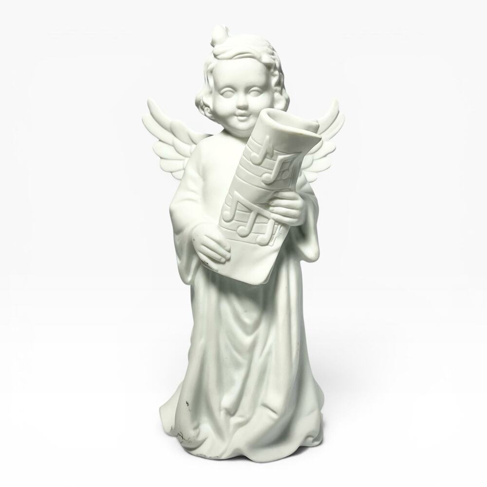 Dept. 56 “Winter Silhouette” White Porcelain Angel Girl Music Note Figurine 7”